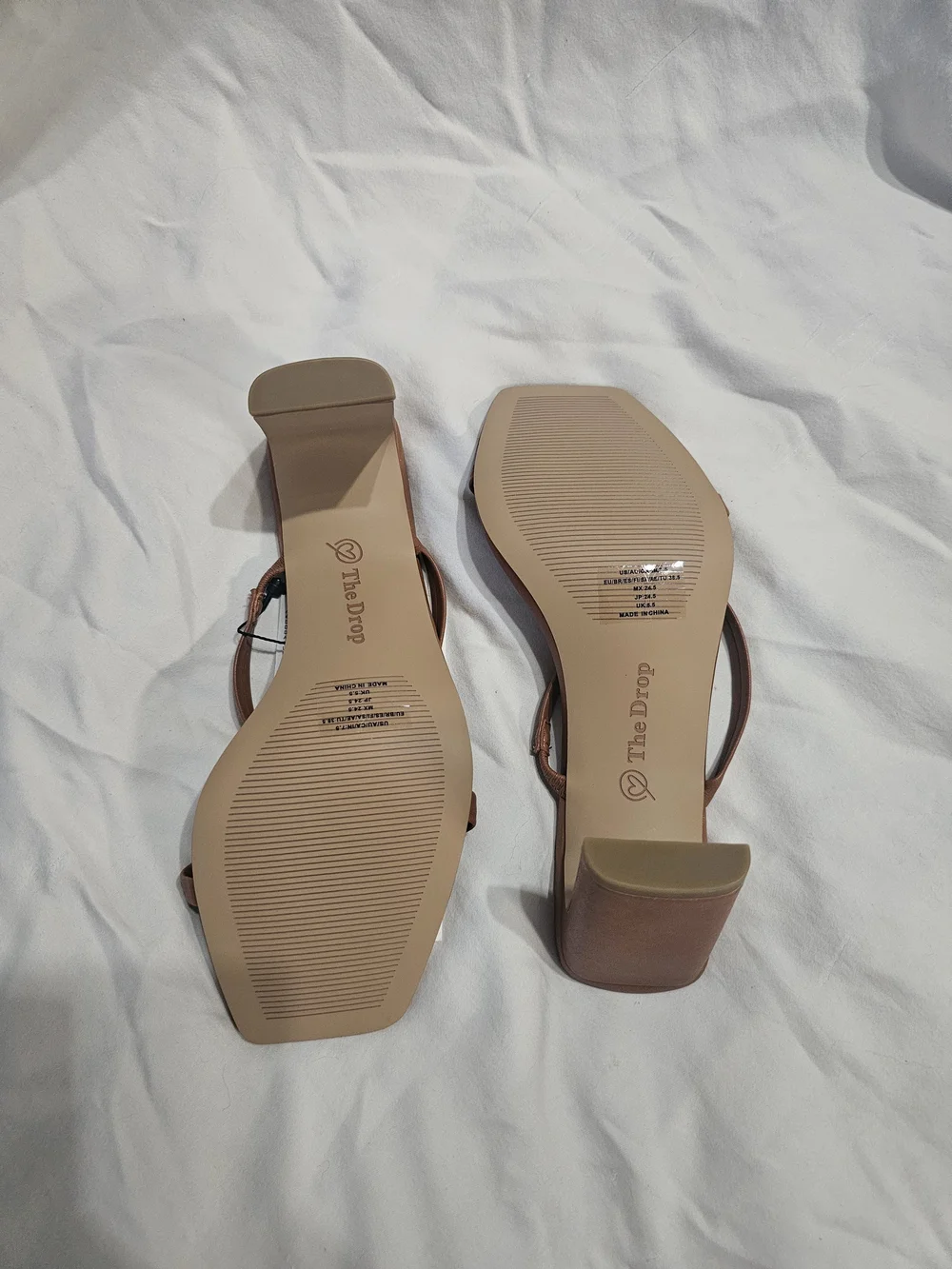 Minimal Two-Strap Block Heel Sandal — Tan